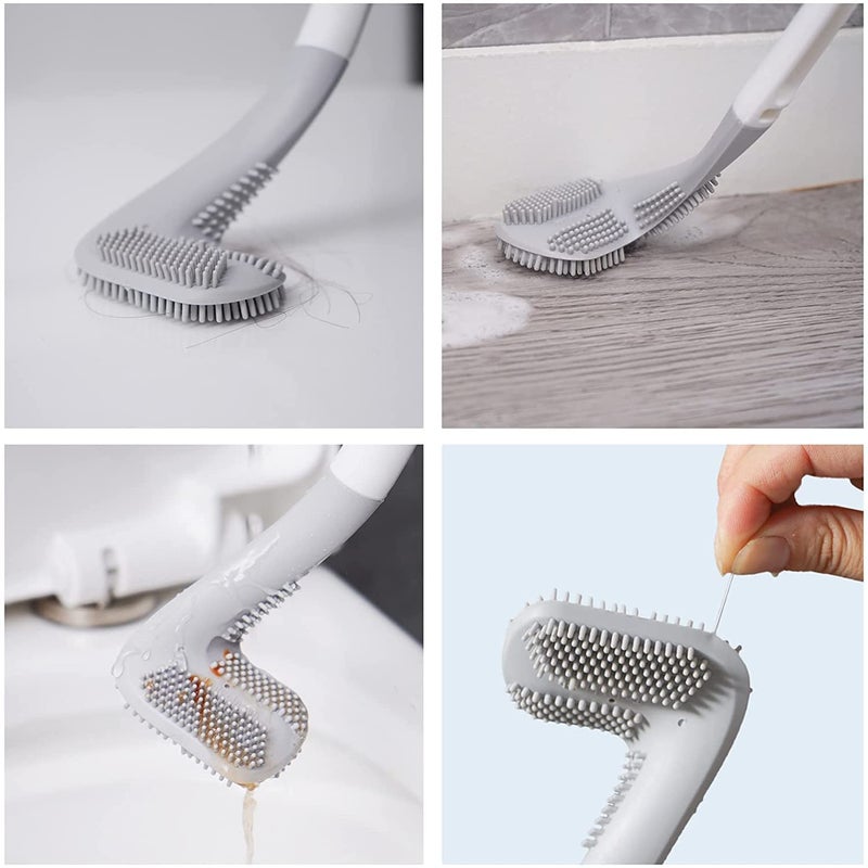 Rokzo Toilet Brush 360 Golf Toilet Brush Holder Set,Flexible Silicone Long Handled Toilet Bowl Cleaning Brush - Image 2