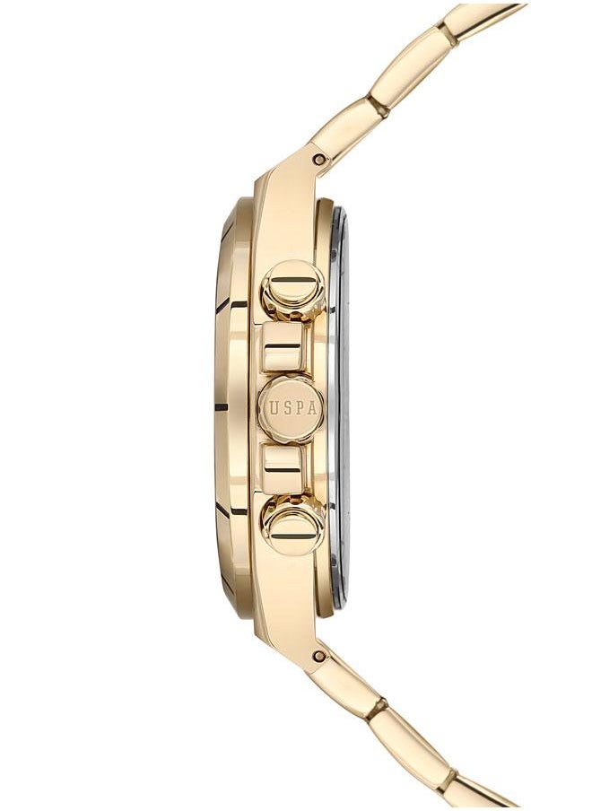 U.S. Polo Assn. U.S. Polo Assn. Crossing Men's 42mm Watch with Green Dial, Gold Accents & Chronograph, Gold Stainless Steel Band, Bold & Rugged Design  - Image 2