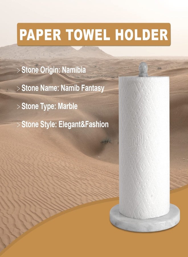 Koville African Natural Marble Paper Towel Holder Countertop, Genuine Stone Paper Towel Holder Stand for Kitchen Storage, for Standard or Jumbo-Sized Rolls(Namib Fantasy) - Image 2