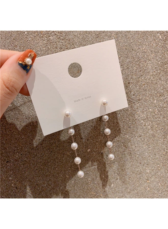 أقراط إبرة فضية أقراط لؤلؤ مزاجية أقراط - Image 3