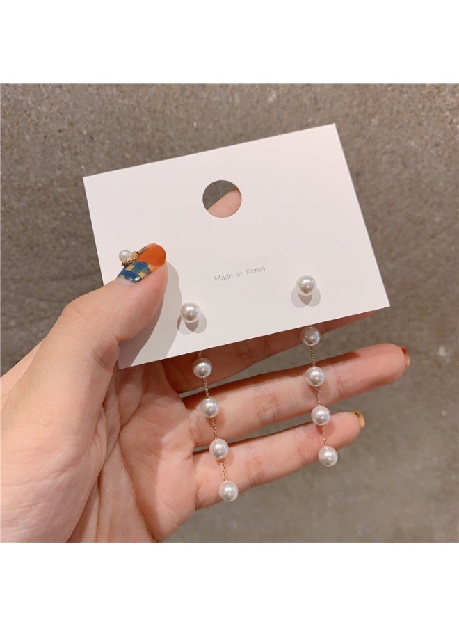 أقراط إبرة فضية أقراط لؤلؤ مزاجية أقراط - Image 4