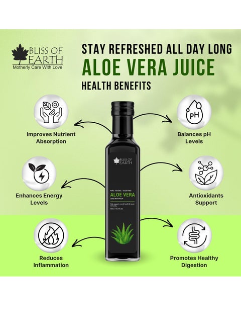 BLISS OF EARTH Aloe Vera Juice For Drinking With Pulp Made From Fresh  Harvest Aloe Plants Great For Hair & Skin Improves Digestion Zero Water  Zero Sugar 500ml PET Bottle | Best