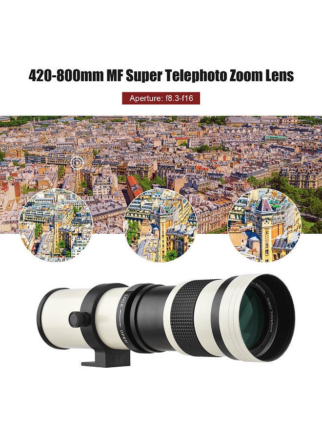 Generic Camera MF Super Telephoto Zoom Lens F/8.3-16 420-800mm T Mount with Universal 1/4 Thread Replacement for Canon Nikon Sony Fujifilm Olympus Cameras  - Image 2