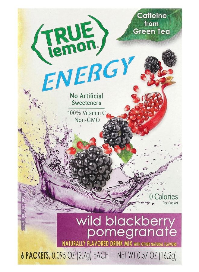 True Lemon® طاقة توت بري بري و رمان 6 عبوات 0.095 أونصة (2.7 جرام) لكل منها