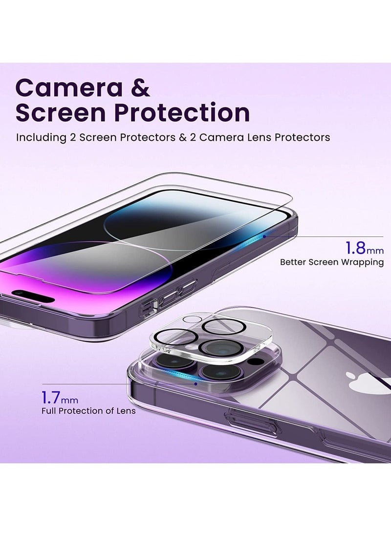 MUNTAQI [5 in 1] Designed for iPhone 14 Pro Max Case, Never Yellow, Military Protection, with 2 Tempered Glass Screen Protector+2 Camera Lens Protector All-Round Protection Kit. - Image 3