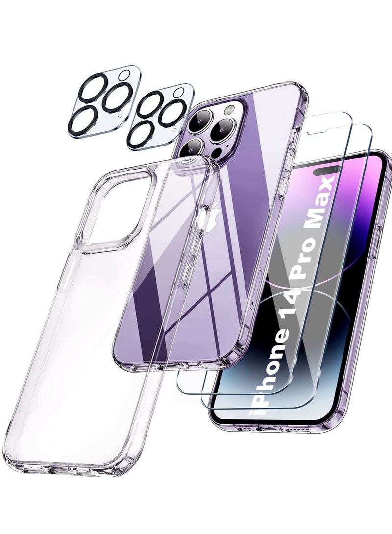 MUNTAQI [5 in 1] Designed for iPhone 14 Pro Max Case, Never Yellow, Military Protection, with 2 Tempered Glass Screen Protector+2 Camera Lens Protector All-Round Protection Kit. - Image 1