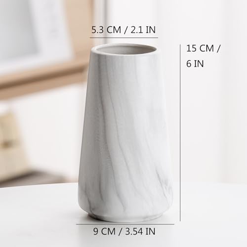 HUBUISH Marble White Vase - 6“ White Ceramic Flower vase, Boho Vases for Pampas Grass, Minimalist Modern vases for Home Decor, Table Shelf Living Room Farmhouse Decor - Image 4