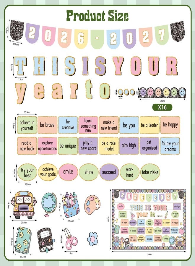 Polaxium Classroom Bulletin Board Decorations Set This is Your Year Welcome Back to School Composition Notebooks Celebration Reading Library Bulletin Board Set Inspirational Cutout forClassroom Decoration - Image 3
