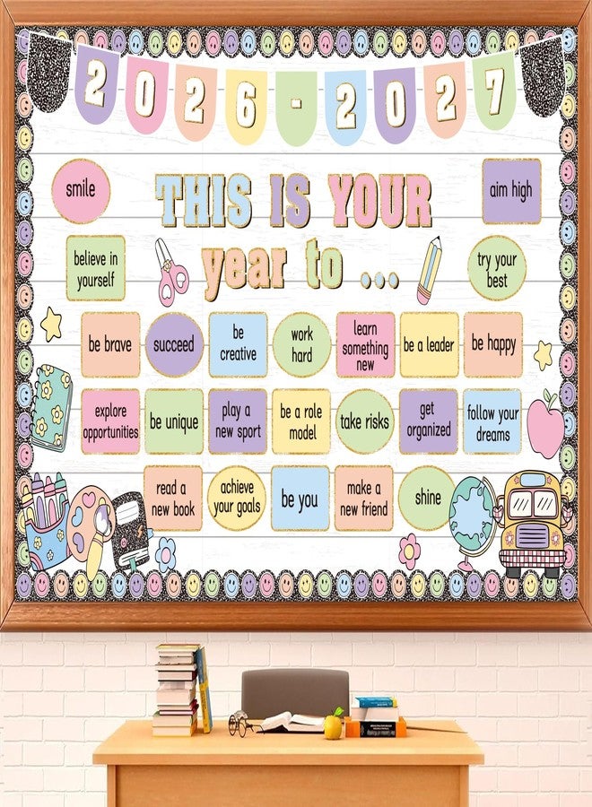 Polaxium Classroom Bulletin Board Decorations Set This is Your Year Welcome Back to School Composition Notebooks Celebration Reading Library Bulletin Board Set Inspirational Cutout forClassroom Decoration - Image 1