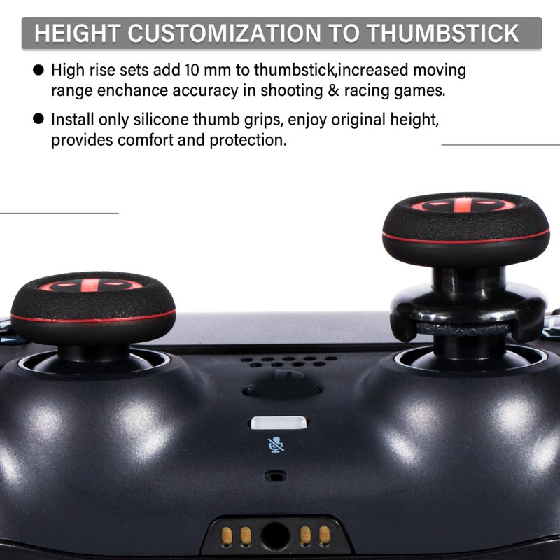 Playrealm FPS Thumbstick Extender & Printing Rubber Silicone Grip Cover 2 Sets for PS5 & PS4 Controller (Immortal) - Image 4
