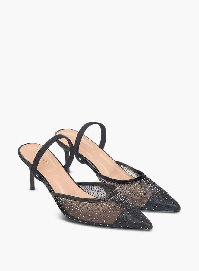 Celeste BLACK Women s Embellished Pointed Toe Shoes With Stiletto Heels Celeste BLACK Women s Embellished Pointed Toe Shoes With Stiletto Heels