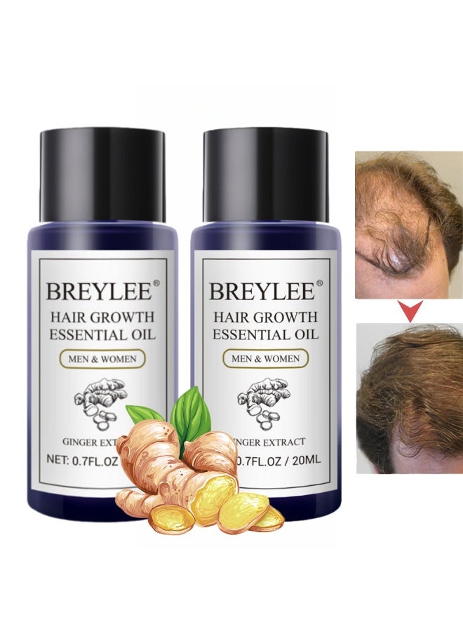 Breylee 2-PACKS Ginger Anti-Hair Loss and Hair Growth Essence Oil | Strengthens Hair Roots, Suitable for Both Men and Women 20ml*2 - Image 1