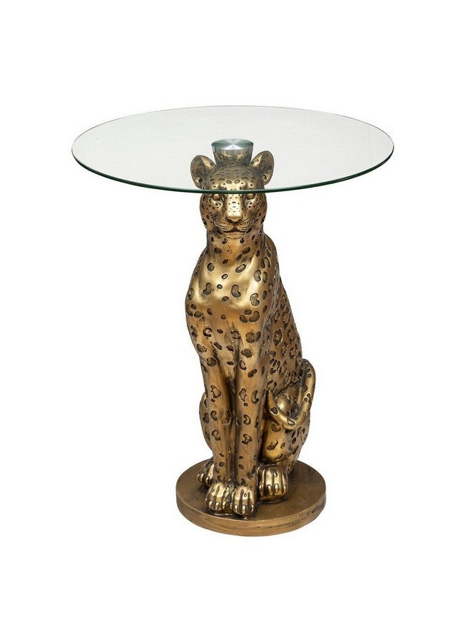اتموسفيرا طاولة جانبية ديكورية بتصميم الفهد اللونين الذهبي والشفاف حجم 40 × 52 سم 197754 - Image 1