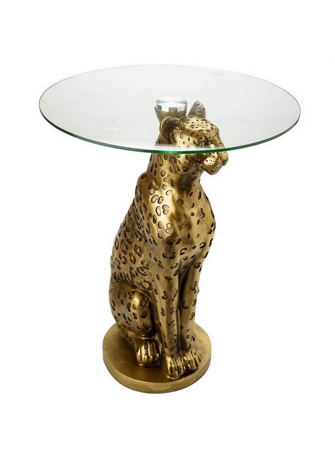 اتموسفيرا طاولة جانبية ديكورية بتصميم الفهد اللونين الذهبي والشفاف حجم 40 × 52 سم 197754 - Image 3