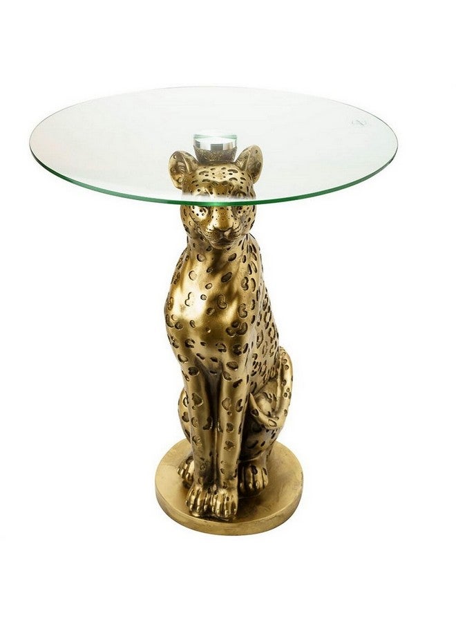 اتموسفيرا طاولة جانبية ديكورية بتصميم الفهد اللونين الذهبي والشفاف حجم 40 × 52 سم 197754 - Image 2