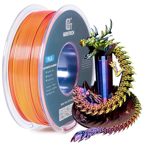 Geeetech 3D Printer Silk PLA Tri-Color Filament, Metal-Like Shiny Silk Filament 1.75mm 1kg (2.2lbs) Spool, Dimensional Accuracy +/- 0.02 mm, Tri-Color Red Yellow Blue - Image 1