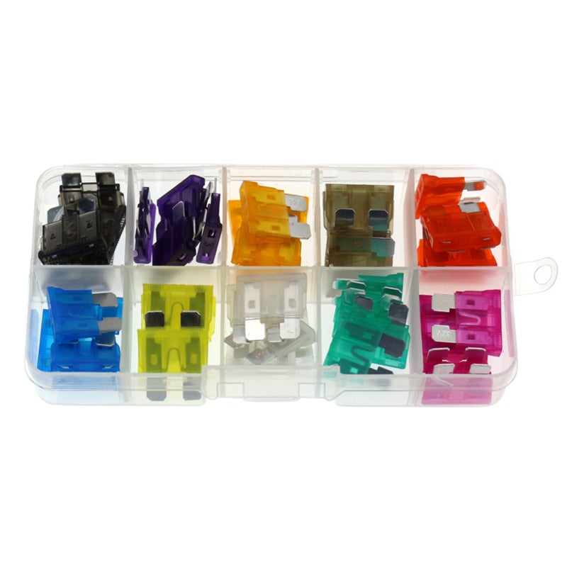 Automotive Blade Fuses 50PCS Color Coded Amperage Marked - Silver Plated Corrosion Resistant Fuse Kit for Car RV Truck Motorcycle Boat - Image 1
