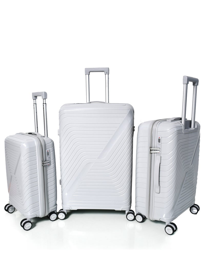 Star Line Hard-Side Luggage Set for Unisex Polypropylene Lightweight 4 Double Wheeled Suitcase with Built-In TSA Type Lock (Set of 3 Pc Light gray) - Image 1