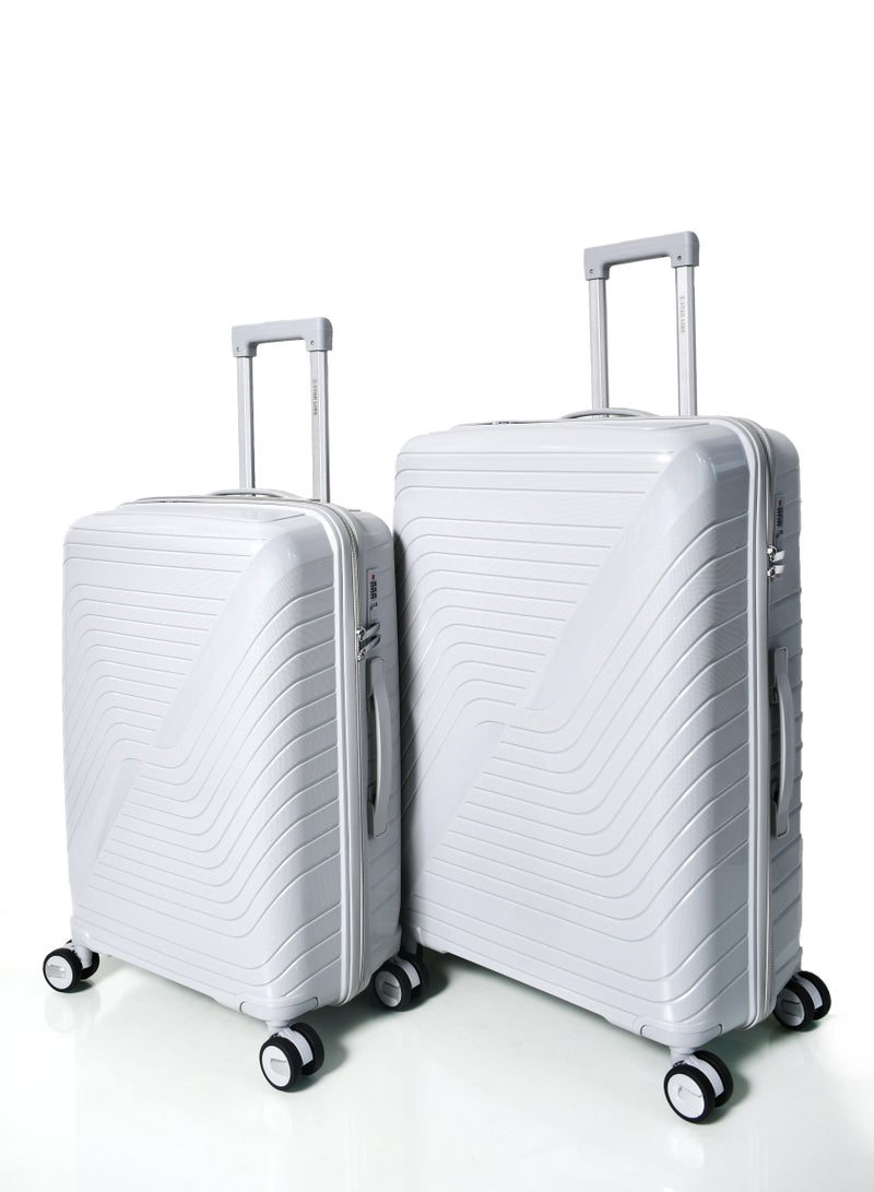 Star Line Hard-Side Luggage Set for Unisex Polypropylene Lightweight 4 Double Wheeled Suitcase with Built-In TSA Type Lock (Set of 3 Pc Light gray) - Image 3