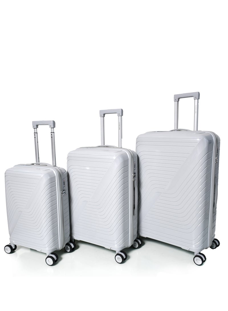 Star Line Hard-Side Luggage Set for Unisex Polypropylene Lightweight 4 Double Wheeled Suitcase with Built-In TSA Type Lock (Set of 3 Pc Light gray) - Image 2