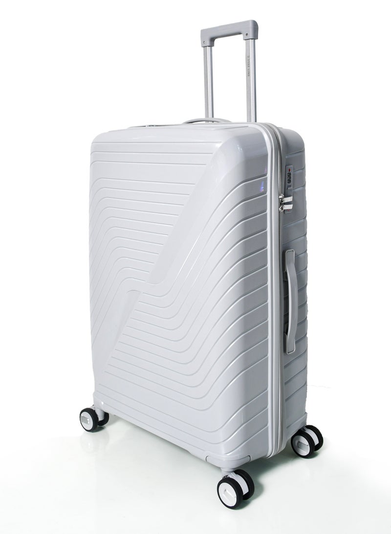 Star Line Hard-Side Luggage Set for Unisex Polypropylene Lightweight 4 Double Wheeled Suitcase with Built-In TSA Type Lock (Set of 3 Pc Light gray) - Image 4