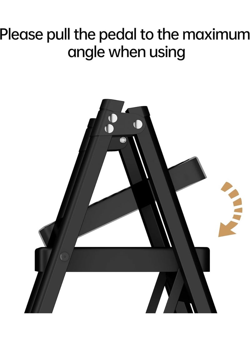 NAMA A 5-step folding ladder equipped with a sturdy wide non-slip pedal and a hand grip, a portable versatile metal ladder for home and kitchen, supporting a weight of up to 270 kg - Image 3