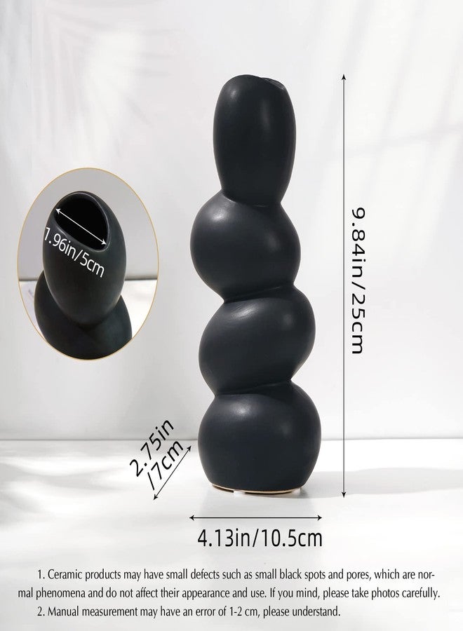 Notakia Ceramic Flower Vase for Home Decor - Handcrafted Cobblestone Shape Vase Centerpiece for Wedding, Decor，Home Decor Living Room, Home, Office, Centerpiece,Table (Black Vase) - Image 5
