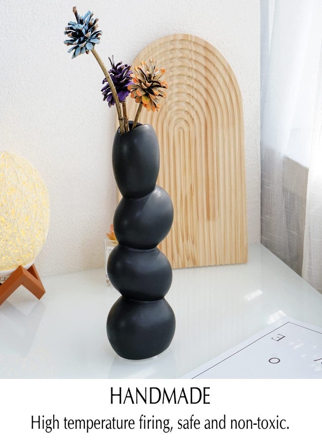 Notakia Ceramic Flower Vase for Home Decor - Handcrafted Cobblestone Shape Vase Centerpiece for Wedding, Decor，Home Decor Living Room, Home, Office, Centerpiece,Table (Black Vase) - Image 3