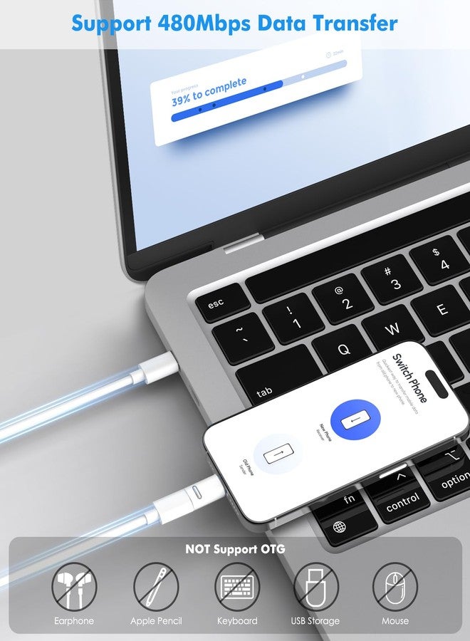 MoKo Lightning Female to USB C Male Adapter 2PC(Not for Earphone/USB Stick/Apple Pen), USB-C to Lightning Adapter for iPhone 15/16 Pro/16 Pro Max/Plus,Galaxy S24, iPad, ONLY for Charging/Data Transfer - Image 5