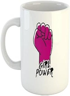 Happu - Printed Ceramic Coffee Mug, Women's Day Theme, Girl Power Fist, Gift for Daughter, Gift for Sister-in-Law, Gift for Girls, Gift for Lady Boss, 325 ML(11Oz), 2992-WH