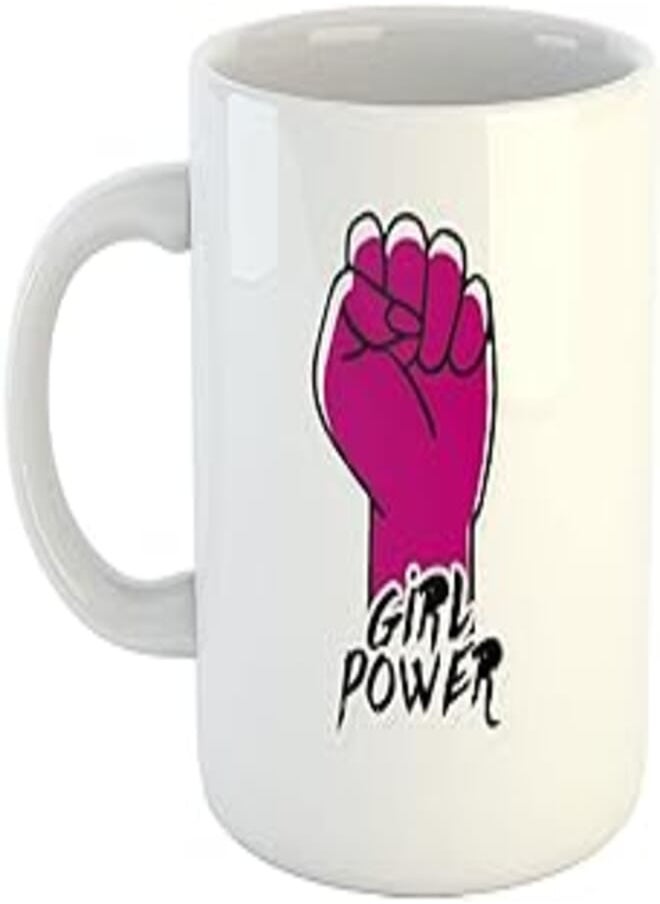 Generic - Happu - Printed Ceramic Coffee Mug, Women's Day Theme, Girl Power Fist, Gift for Daughter, Gift for Sister-in-Law, Gift for Girls, Gift for Lady Boss, 325 ML(11Oz), 2992-WH - Image 1