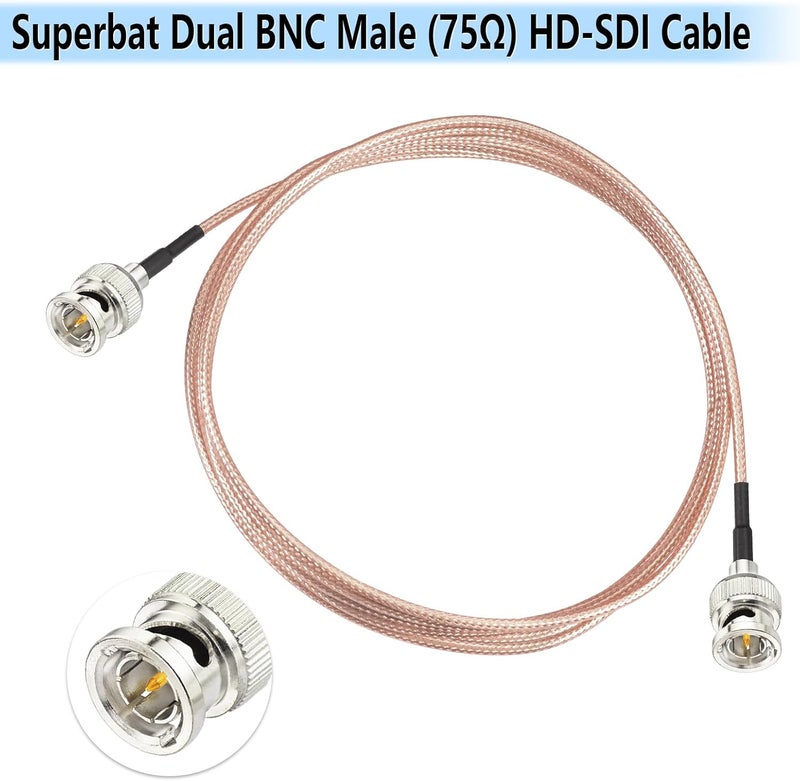 Superbat 3G SDI Cable 6ft BNC Cable 75 Ohm for Cameras Monitor Vedio Recorder BMCC Video Extender Supports HD-SDI 3G-SDI 4K SDI Video Jumper 2Pcs - Image 2