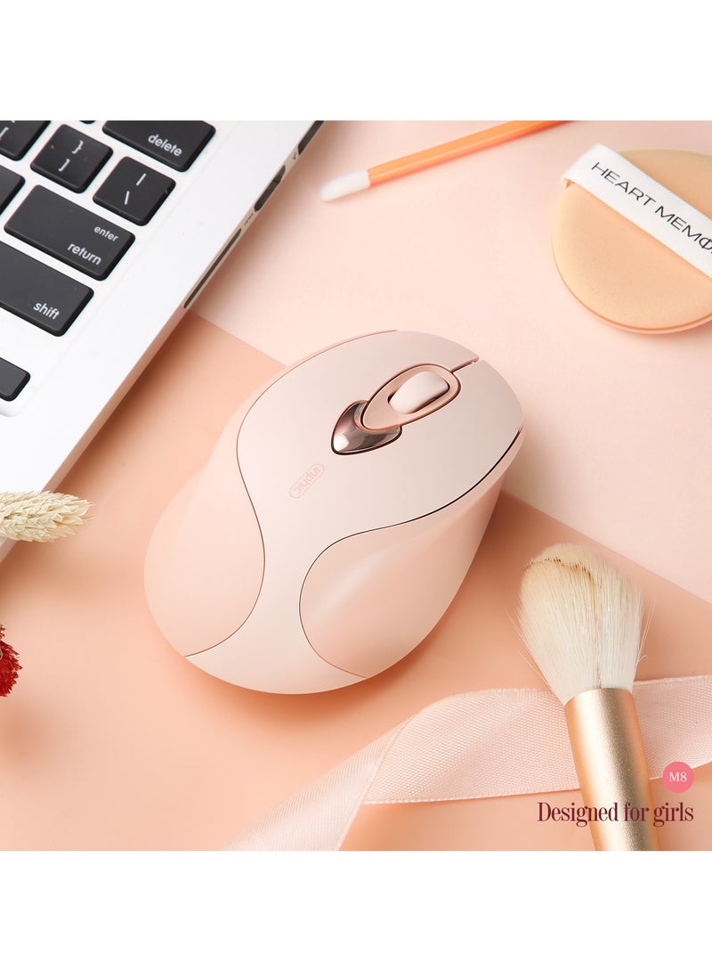 inphic Wireless Mouse, TYPE-C Rechargeable Wireless Mouse, Mute Office Business Home Mouse, Grip Comfortable Lady Mouse, For Laptop Android Windows Mac OS, Pink  - Image 3