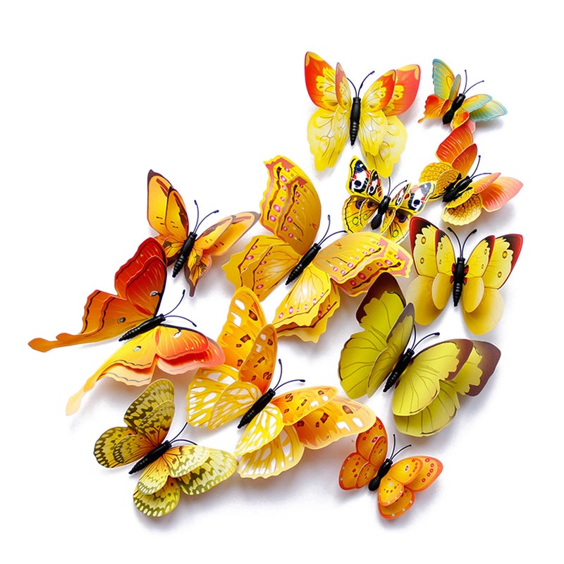 Opseam Butterfly Wall Decor 24/48 PCS 3D Butterflies ملصقات لزخارف الحفلات مع المغناطيس (الذهب 24) - Image 1