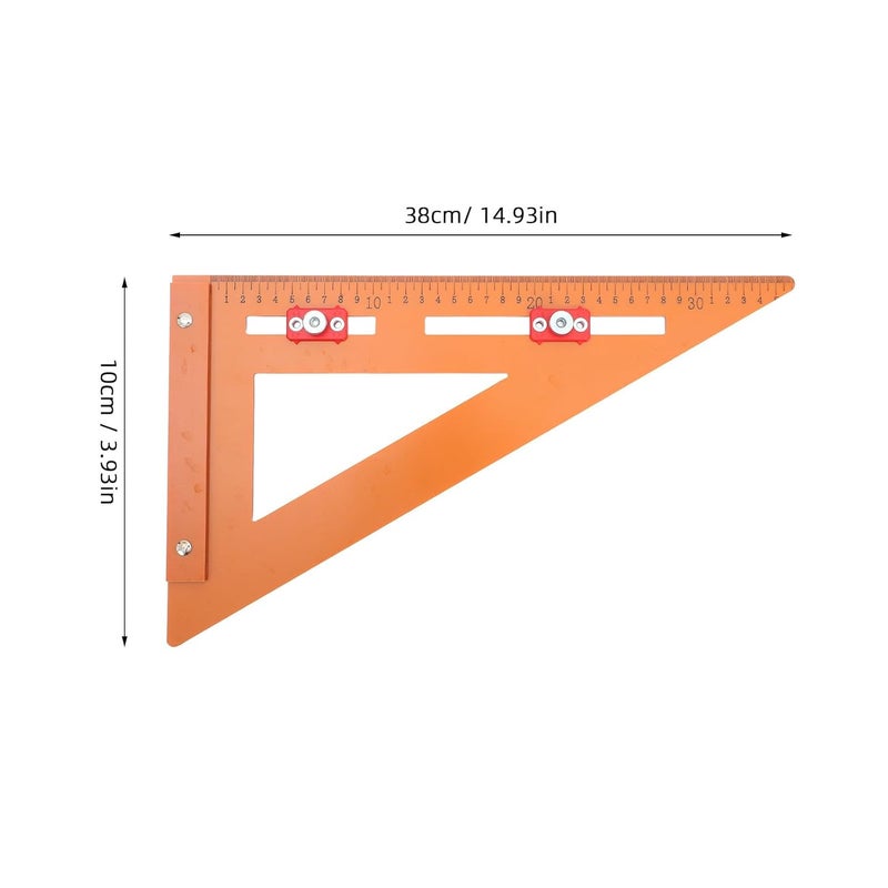 VILLCASE Woodworking Positioning Ruler Electric Wood Scale 220x380mm Right Angle Triangle Ruler for Carpentry Layout and Drilling Measurement Tool - Image 2
