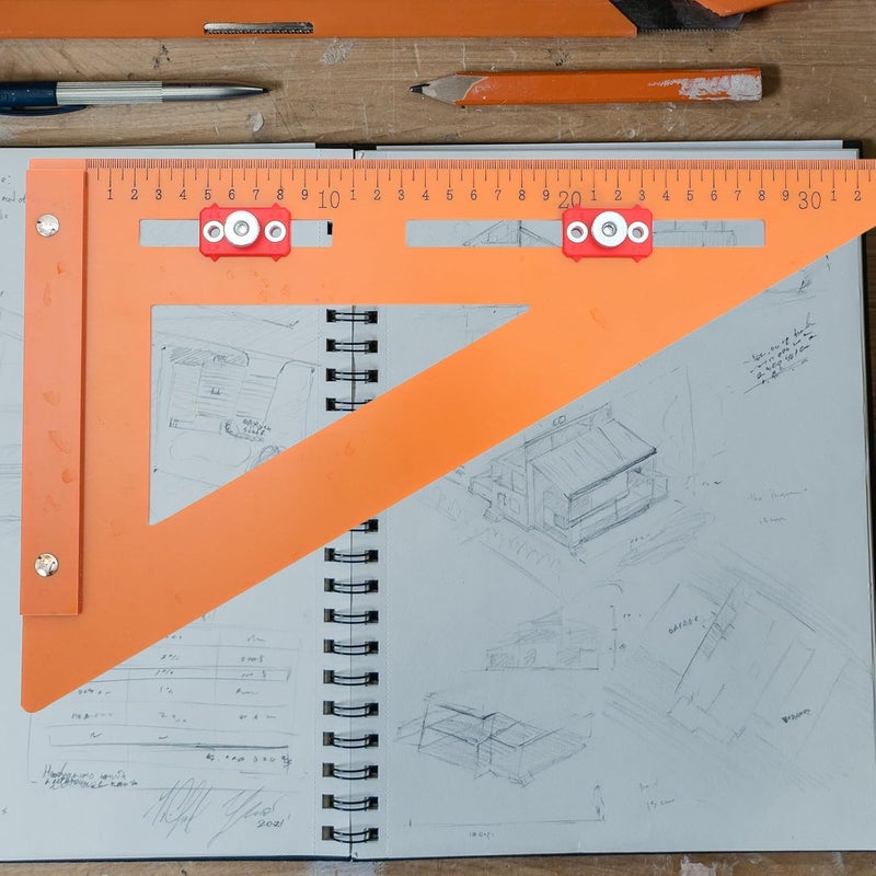 VILLCASE Woodworking Positioning Ruler Electric Wood Scale 220x380mm Right Angle Triangle Ruler for Carpentry Layout and Drilling Measurement Tool - Image 5