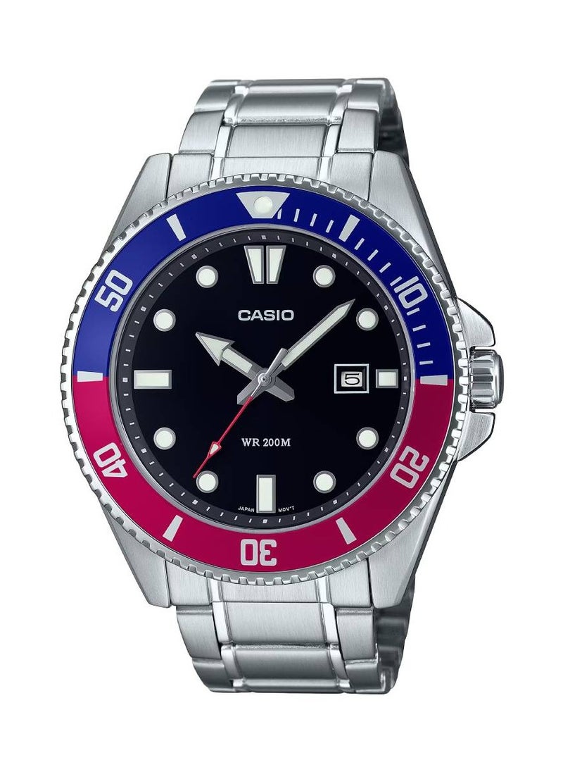 CASIO - ساعة انالوج كوارتز بمينا اسود ستانلس ستيل للرجال MDV-107D-1A3V - Image 1