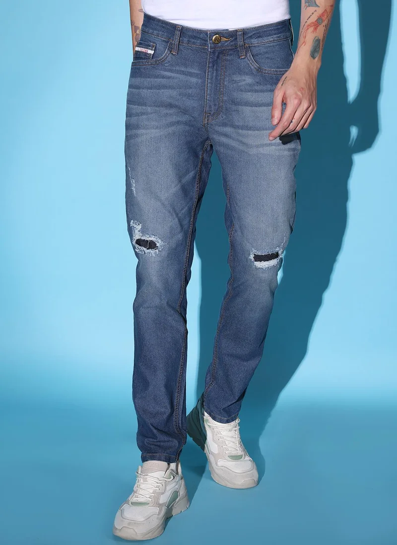 ذا انديان كراج كو Men Slim Fit Solid Mid-Rise Stretchable Jeans
