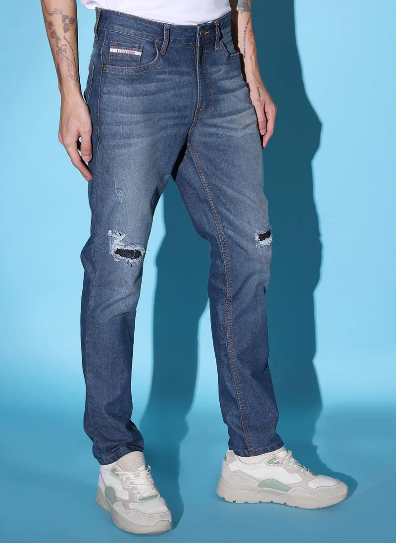 ذا انديان كراج كو Men Slim Fit Solid Mid-Rise Stretchable Jeans