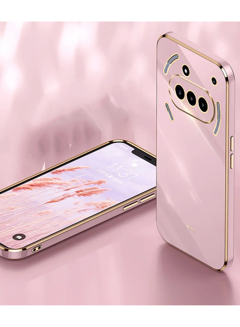 QIRG Compatible with Nothing Phone 3A cover, smooth veneer gold plated chrome, Pink Thin and smooth shock-proof full protection Nothing Phone 3A case -Pink - Image 2