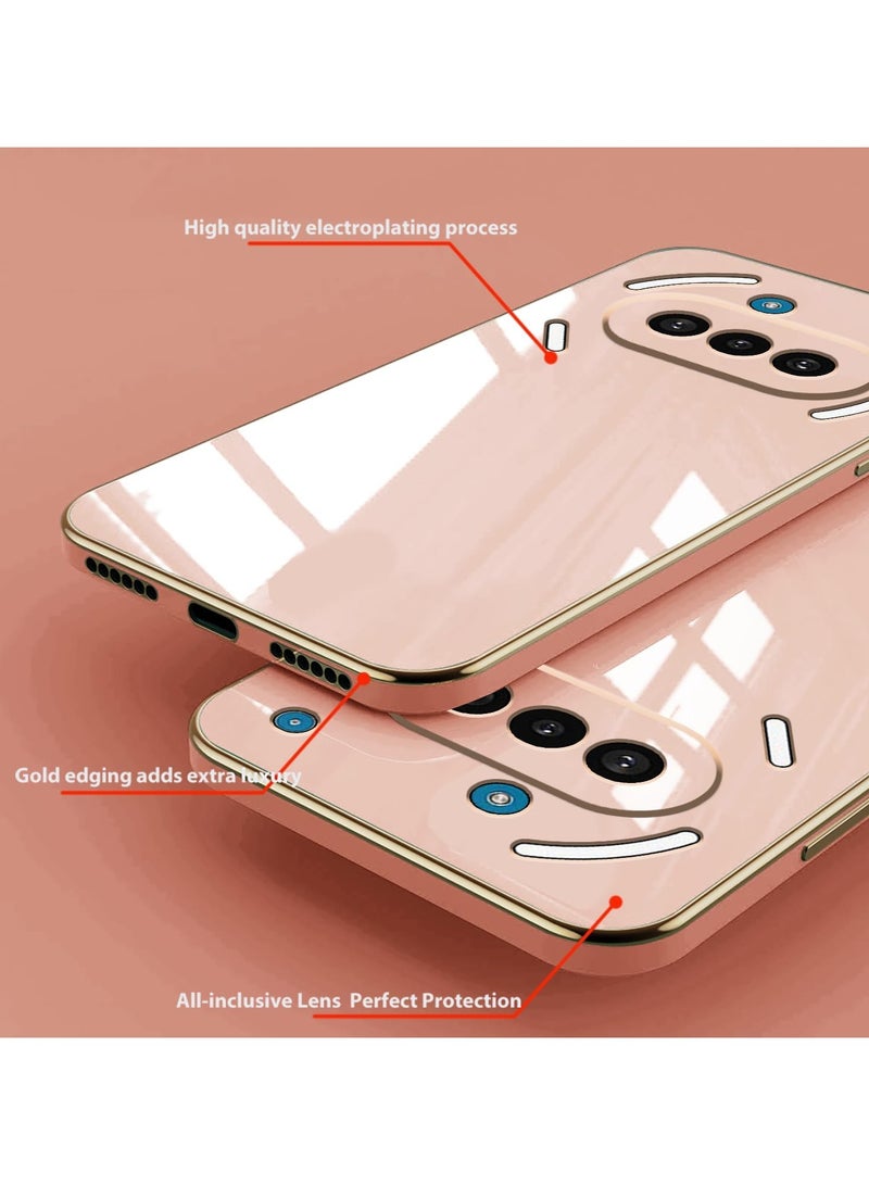 QIRG Compatible with Nothing Phone 3A cover, smooth veneer gold plated chrome, Pink Thin and smooth shock-proof full protection Nothing Phone 3A case -Pink - Image 4