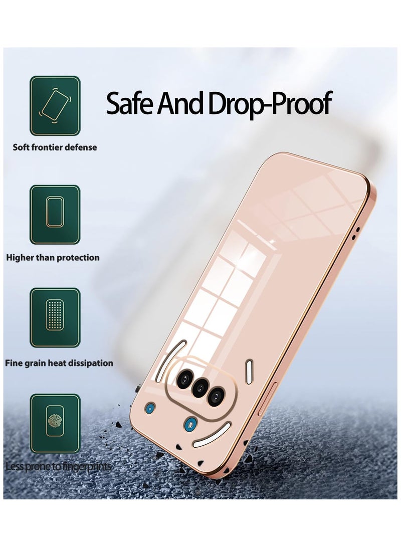 QIRG Compatible with Nothing Phone 3A cover, smooth veneer gold plated chrome, Pink Thin and smooth shock-proof full protection Nothing Phone 3A case -Pink - Image 5