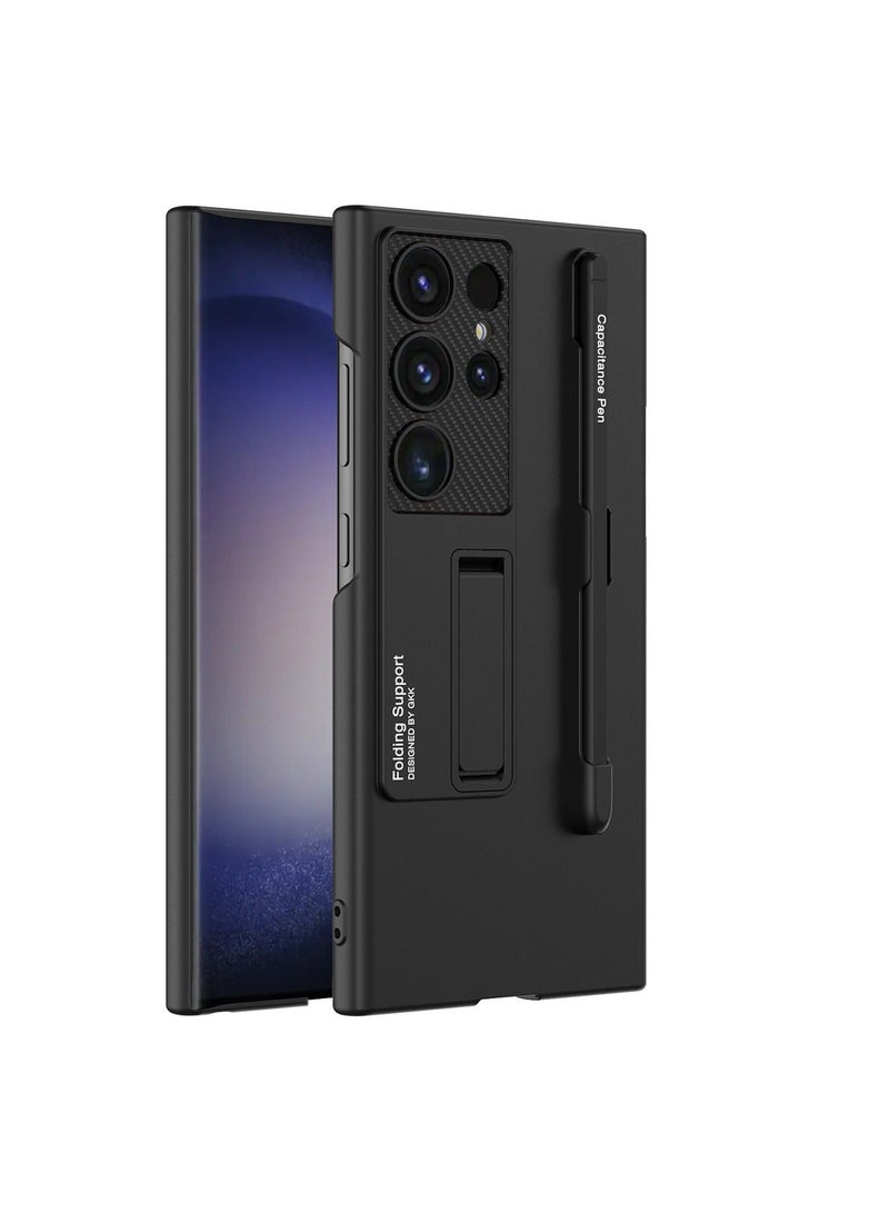 TEAM LUXURY غطاء حماية سامسونج جالاكسي S24 ألترا مضاد للصدمات حماية عدسة الكاميرا مضاد للخدش شعور لمسة مريح حامل يدوي مع غطاء خلفي ماغسيف مع قلم ملحقات غلاف الهاتف واقي - Image 1