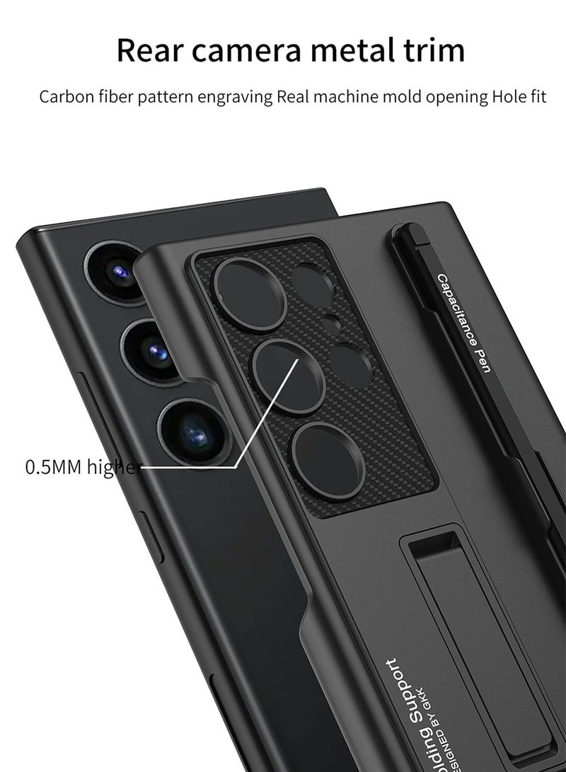 TEAM LUXURY غطاء حماية سامسونج جالاكسي S24 ألترا مضاد للصدمات حماية عدسة الكاميرا مضاد للخدش شعور لمسة مريح حامل يدوي مع غطاء خلفي ماغسيف مع قلم ملحقات غلاف الهاتف واقي - Image 2