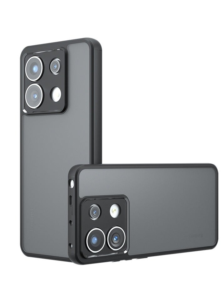 Case Cover Shockproof Hard PC Back Soft TPU Frame Matte Black Slim Protective Cover Compatible with  Redmi Note 13 Pro 4G /Poco M6 Pro 4G ( Black) - Image 1