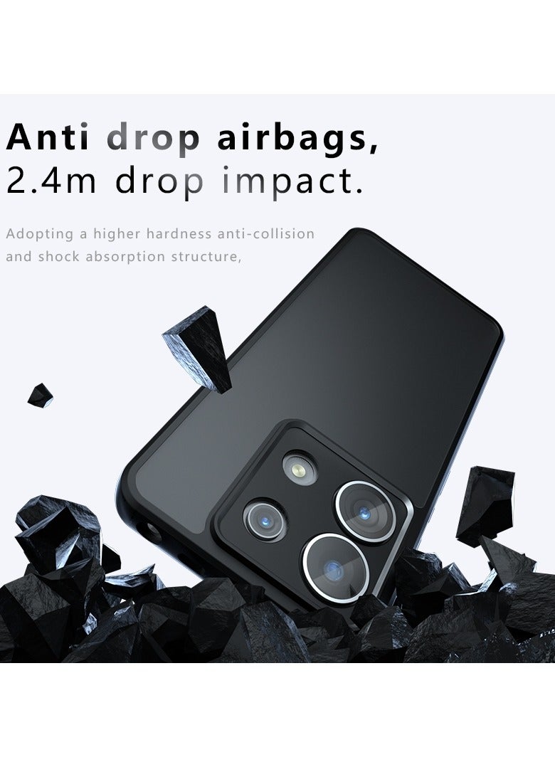 Case Cover Shockproof Hard PC Back Soft TPU Frame Matte Black Slim Protective Cover Compatible with  Redmi Note 13 Pro 4G /Poco M6 Pro 4G ( Black) - Image 3