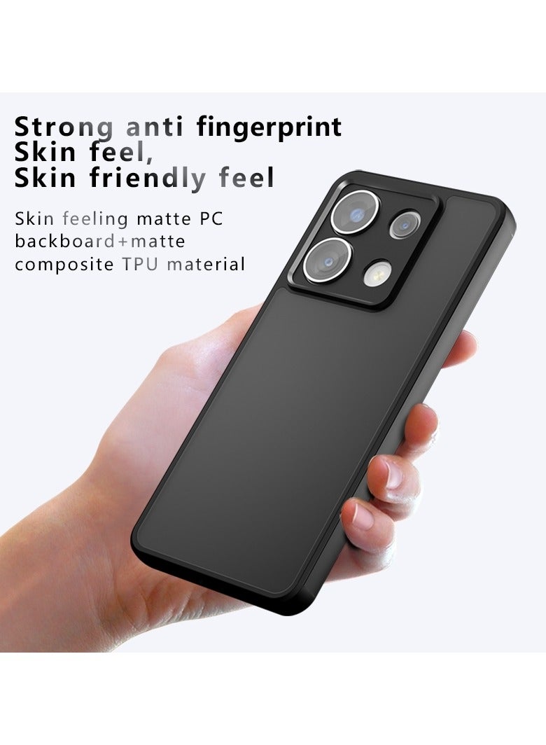 Case Cover Shockproof Hard PC Back Soft TPU Frame Matte Black Slim Protective Cover Compatible with  Redmi Note 13 Pro 4G /Poco M6 Pro 4G ( Black) - Image 4