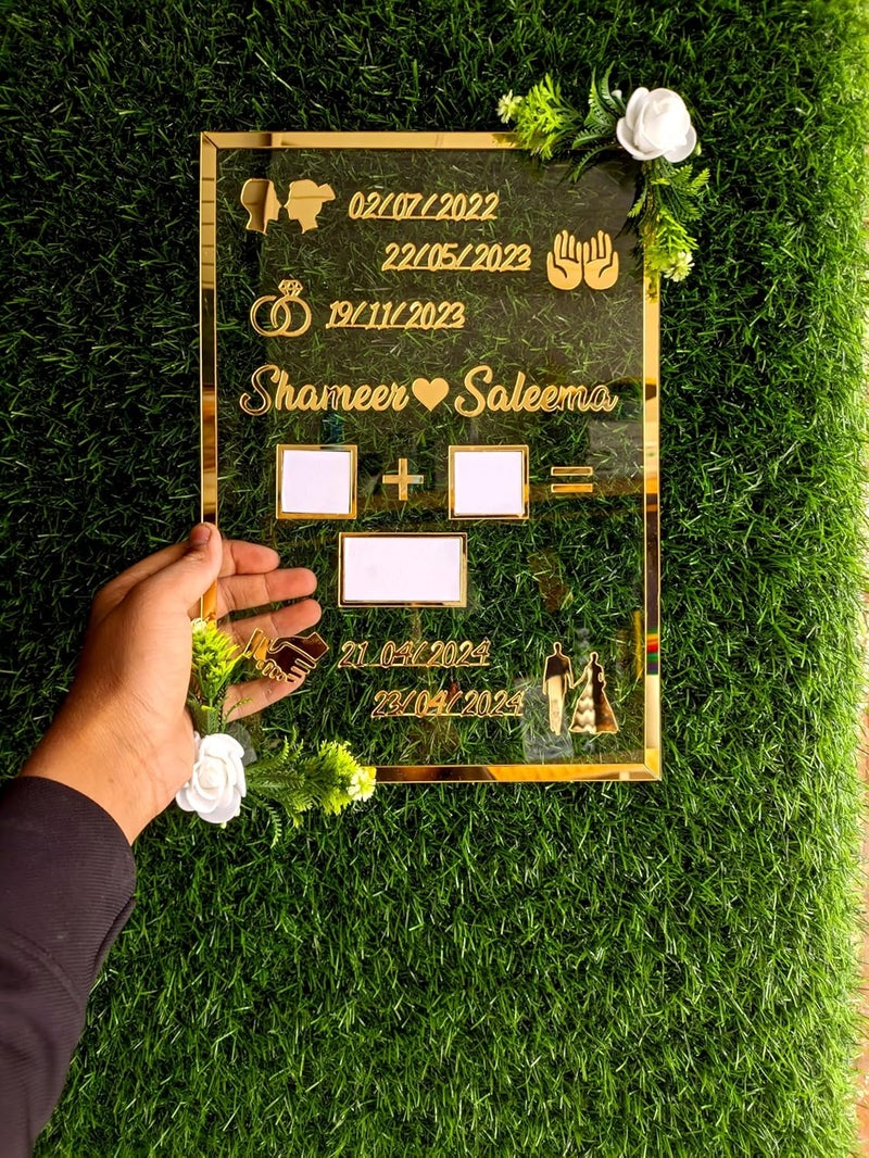 Custom Inventoo Couple Thumb Impression Gift Wedding Thumb Print Couple Best Gift Finger Print Gift Personalized Text Golden Metal Design Rectungle Shape - Image 2