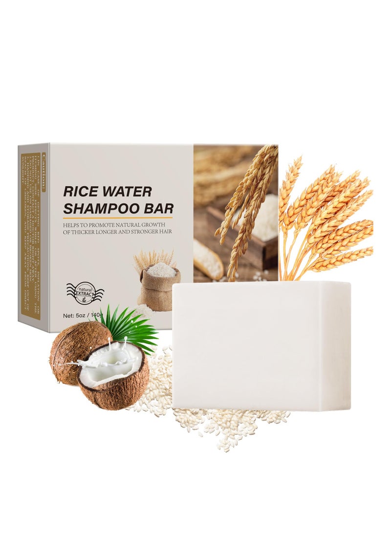 Excefore Rice Water Hair Growth Soap, 2 In 1 Shampoo and Conditioner Bar with Coconut Oil for Strengthening Moisturizing Dry Hair, Anti-Hair Loss Rice Shampoo Bars for Hair Growth - Image 1