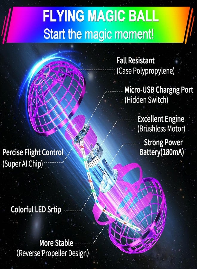 Vantexi Flying Orb Ball Toy,2026 Upgraded Parachute LED,Magic Hand Controlled Mini Gravity Ball,Cosmic Globe Boomerang,Cool Christmas Birthday Gift for 6 7 8 9 10+ Year Old Girls-Bright Purple - Image 4